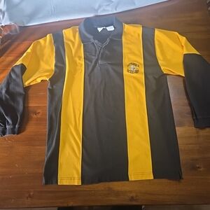 Vintage Pittsburgh Steelers Rugby Shirt Mens L Black Gold NFL Football 90s Edge